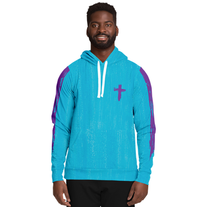 Know/No Jesus-Truth Hoodie - Turquoise and Purple