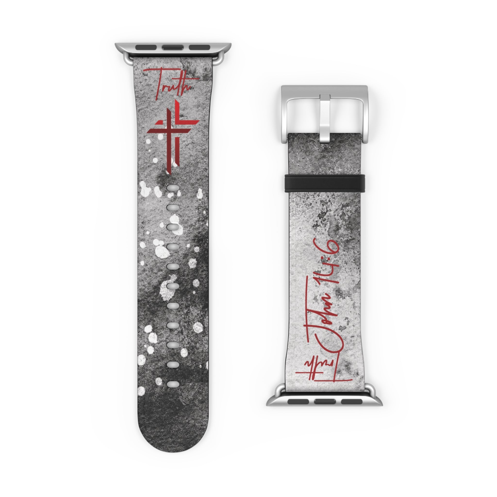 Truth John 14:6 Band for Apple Watch 38-41/42-45– Black & White | Faux Leather