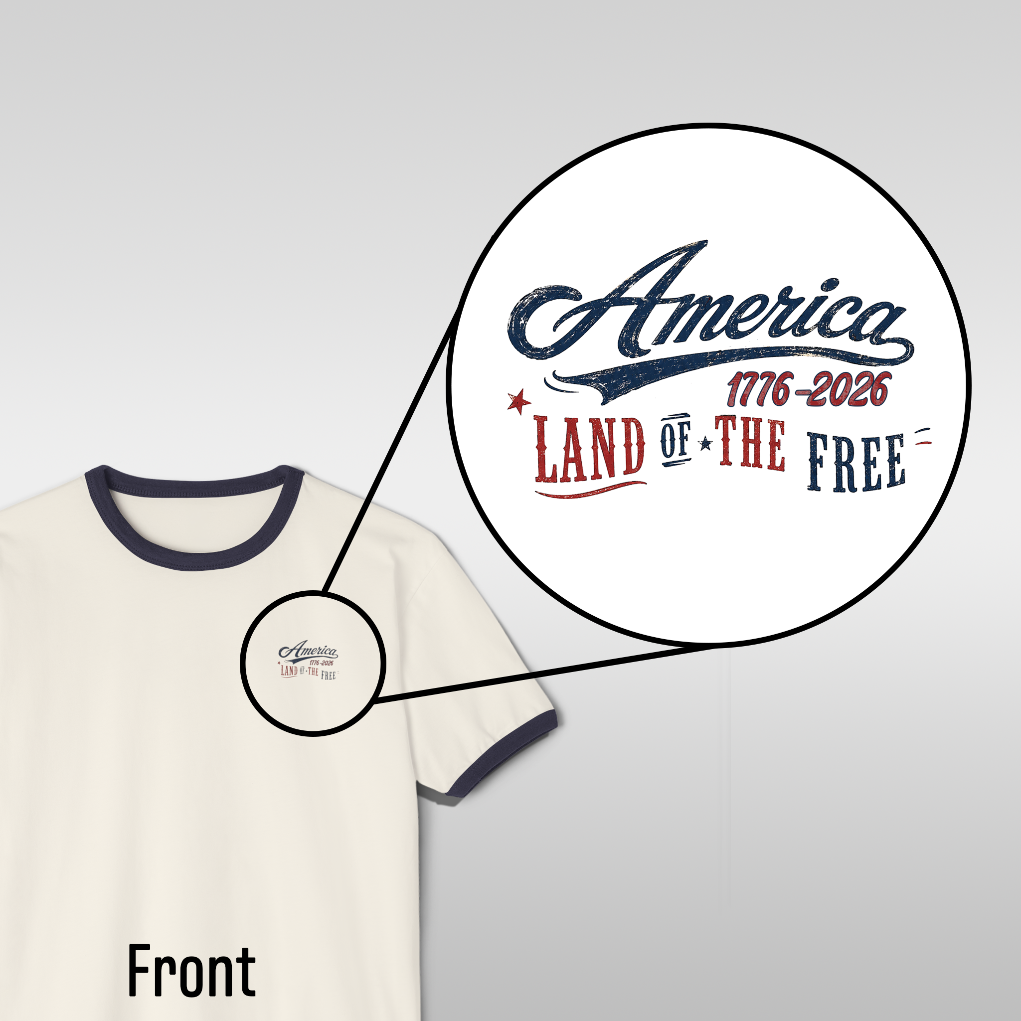 1776 Land of The Free | Vintage America Ringer Tee
