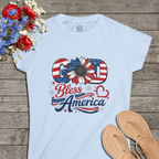 God Bless America Sunflower | Women's Softstyle Tee - 4 Colors (Light Blue/Sport Grey/White/Black)
