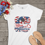 God Bless America Sunflower | Women's Softstyle Tee - 4 Colors (Light Blue/Sport Grey/White/Black)