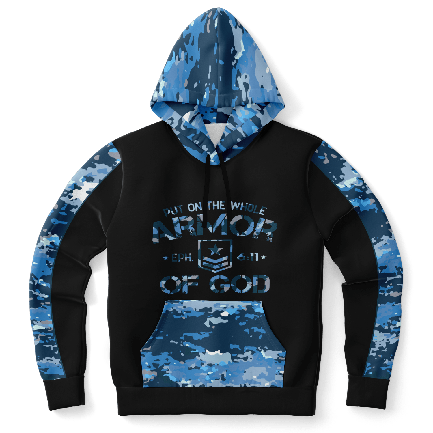 Armor of God - Blue and Black Camo Premium Hoodie - Sacred Stylz