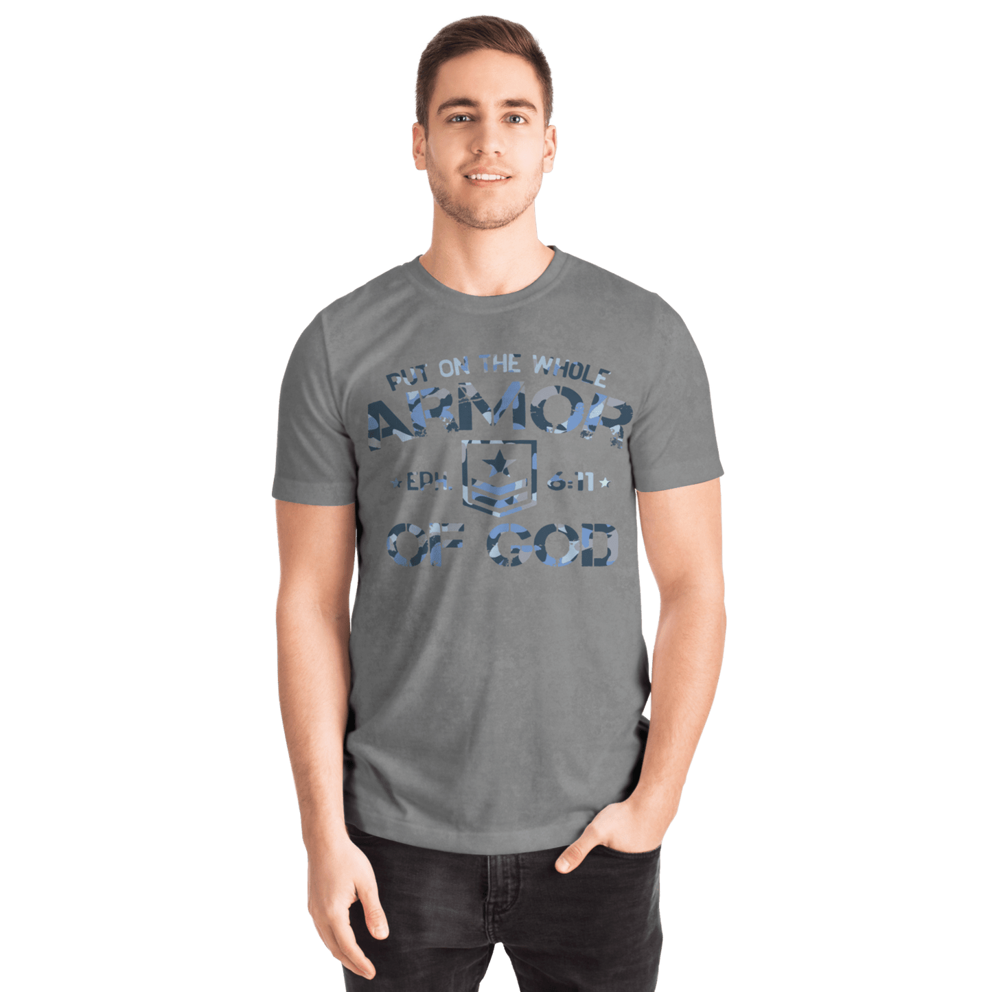 Armor of God - Blue and Gray Camo Shirt - Sacred Stylz