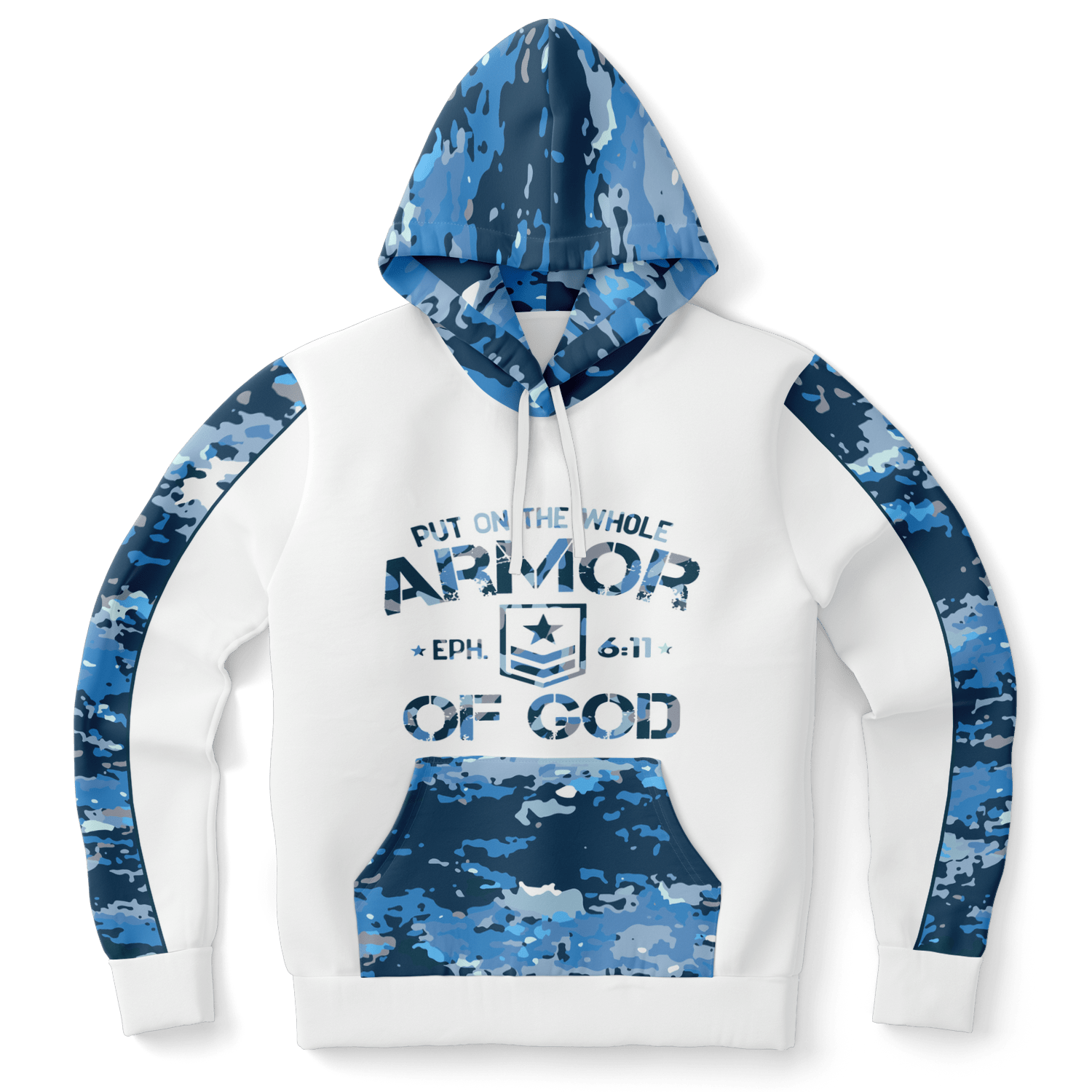 Armor of God - Blue and White Camo Premium Hoodie - Sacred Stylz