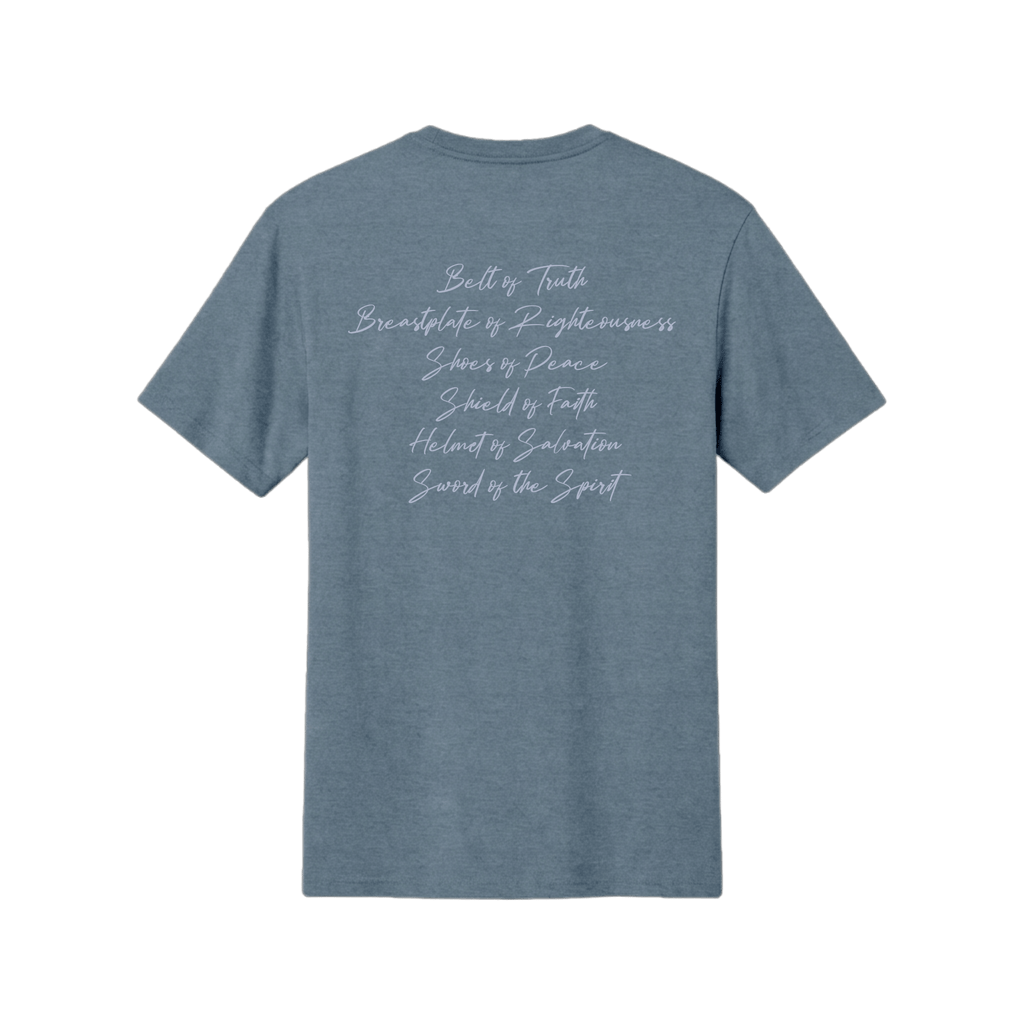 Armor of God Blue Camo Design Flint Blue Heather-T-Shirt - Sacred Stylz