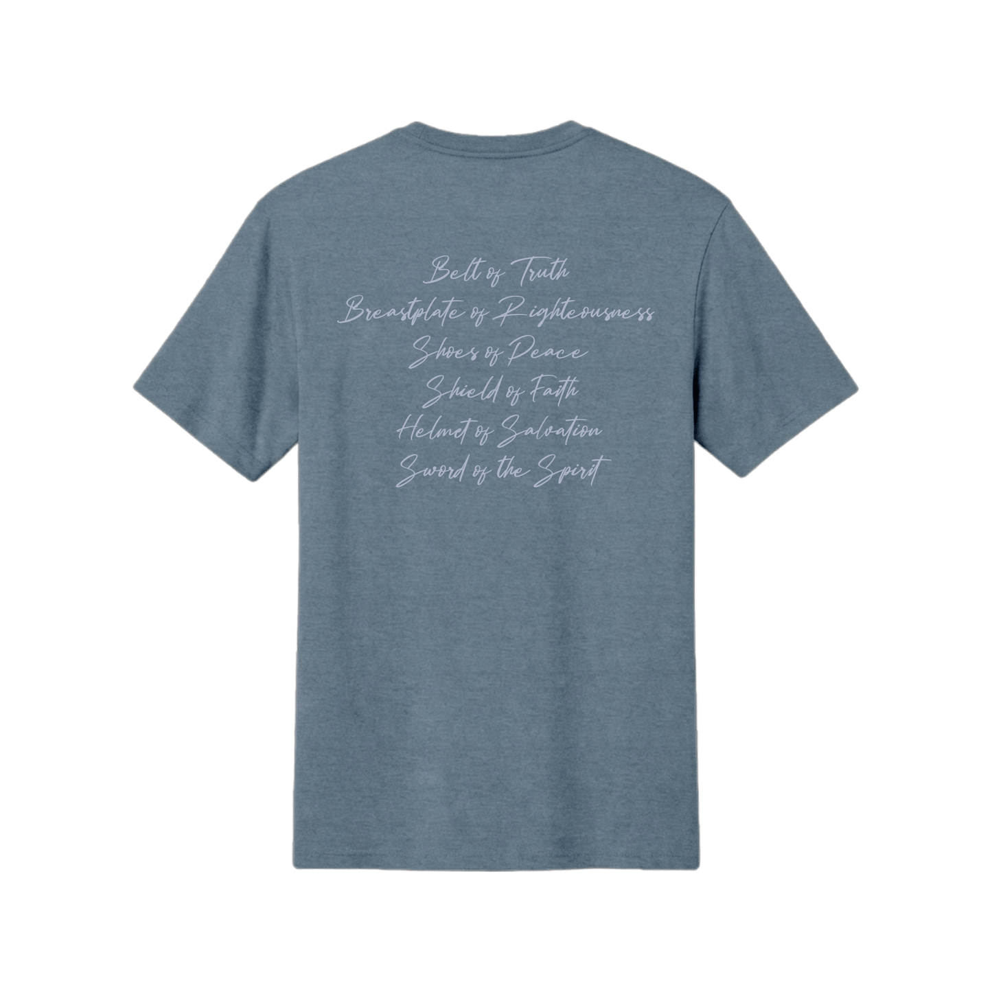 Armor of God Blue Camo Design Flint Blue Heather-T-Shirt - Sacred Stylz