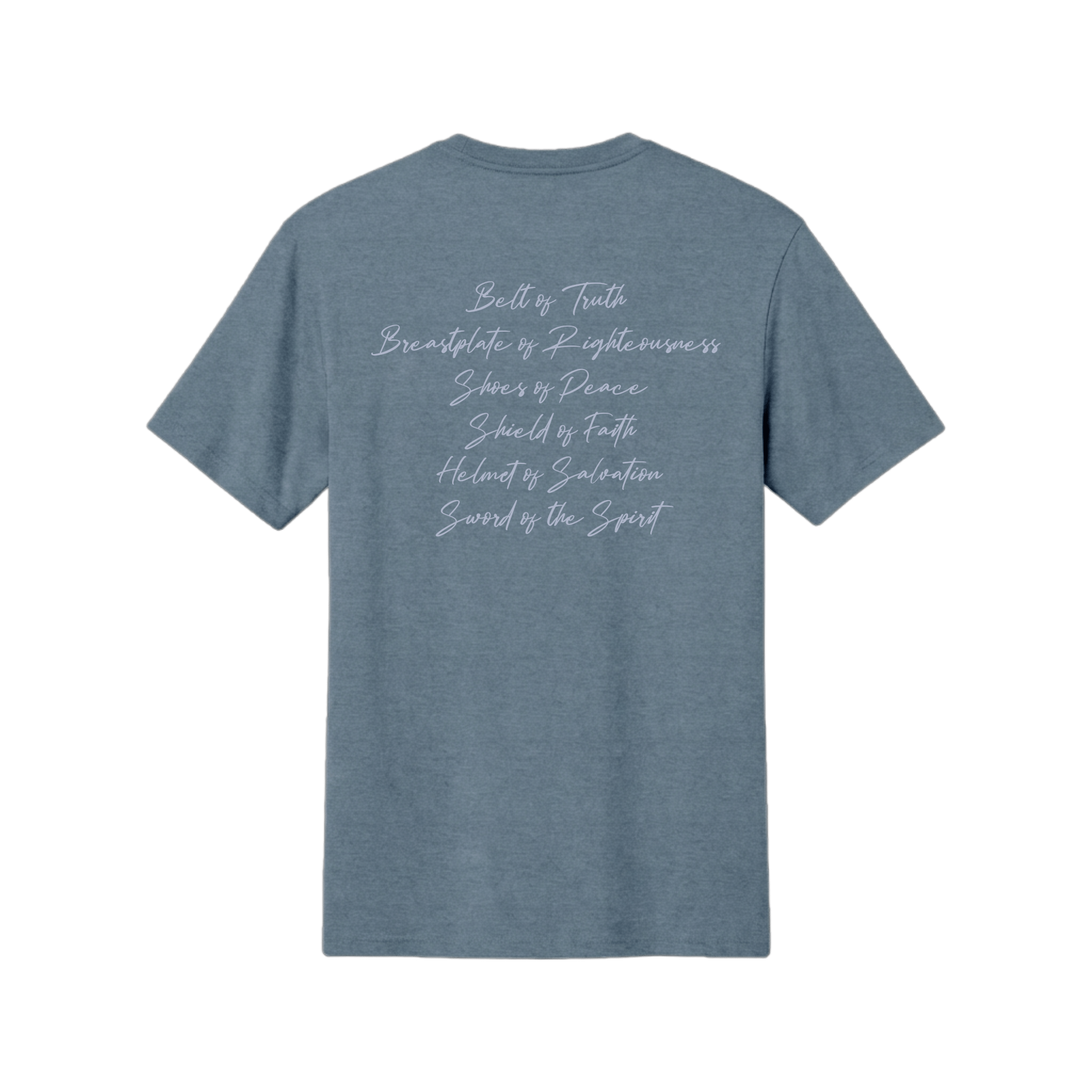 Armor of God Blue Camo Design Flint Blue Heather-T-Shirt - Sacred Stylz