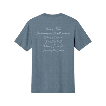 Armor of God Blue Camo Design Flint Blue Heather-T-Shirt - Sacred Stylz