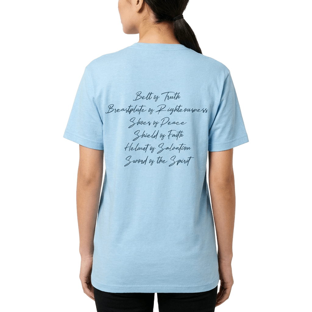 Armor of God Blue Camo Design Flint Blue Heather-T-Shirt - Sacred Stylz