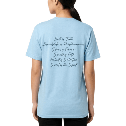 Armor of God Blue Camo Design Flint Blue Heather-T-Shirt - Sacred Stylz