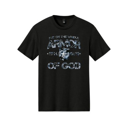 Armor of God Blue Camo Design Black Frost-T-Shirt - Sacred Stylz