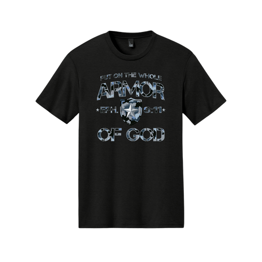 Armor of God Blue Camo Design Black Frost-T-Shirt - Sacred Stylz
