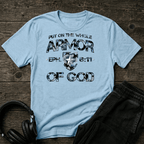 Armor of God – Blue Camo Collection – Tri - Blend Tee (Ice Blue/Black Frost / Flint Blue Heather) - Sacred Stylz