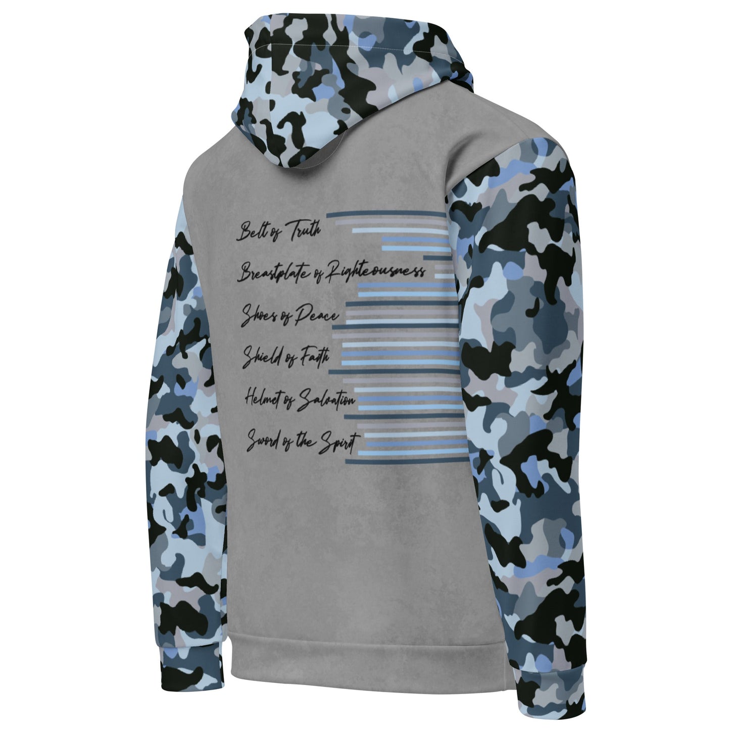 Armor of God - Blue Camo on Gray Suede - Wash Cotton Hoodie - Unisex - Sacred Stylz