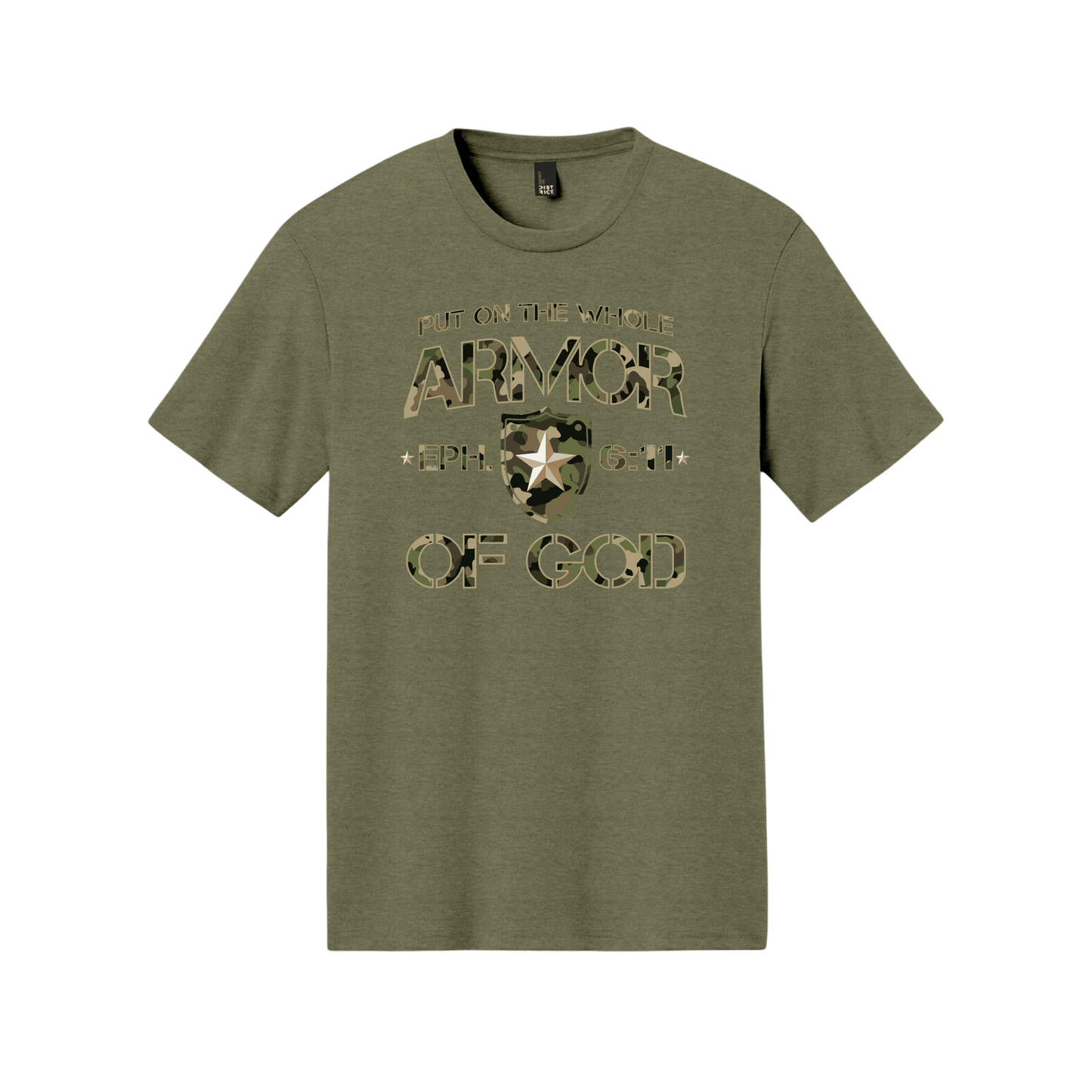 Armor of God Green Camo Design Military Green Frost-T-Shirt - Sacred Stylz