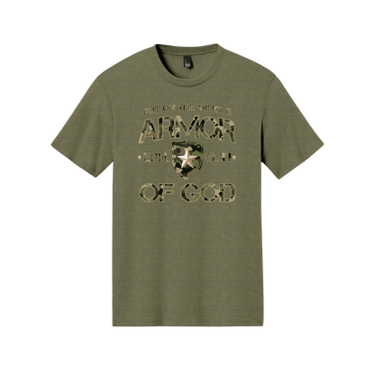 Armor of God Green Camo Design Military Green Frost-T-Shirt - Sacred Stylz