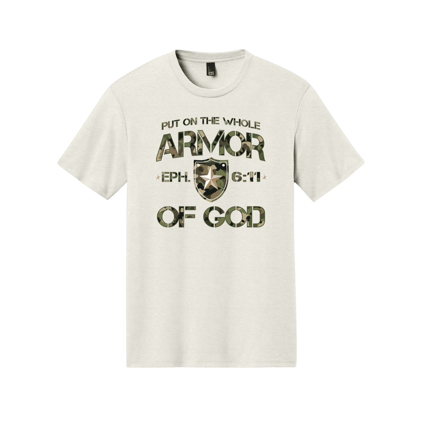 Armor of God Green Camo Design Oatmeal Heather-T-Shirt - Sacred Stylz