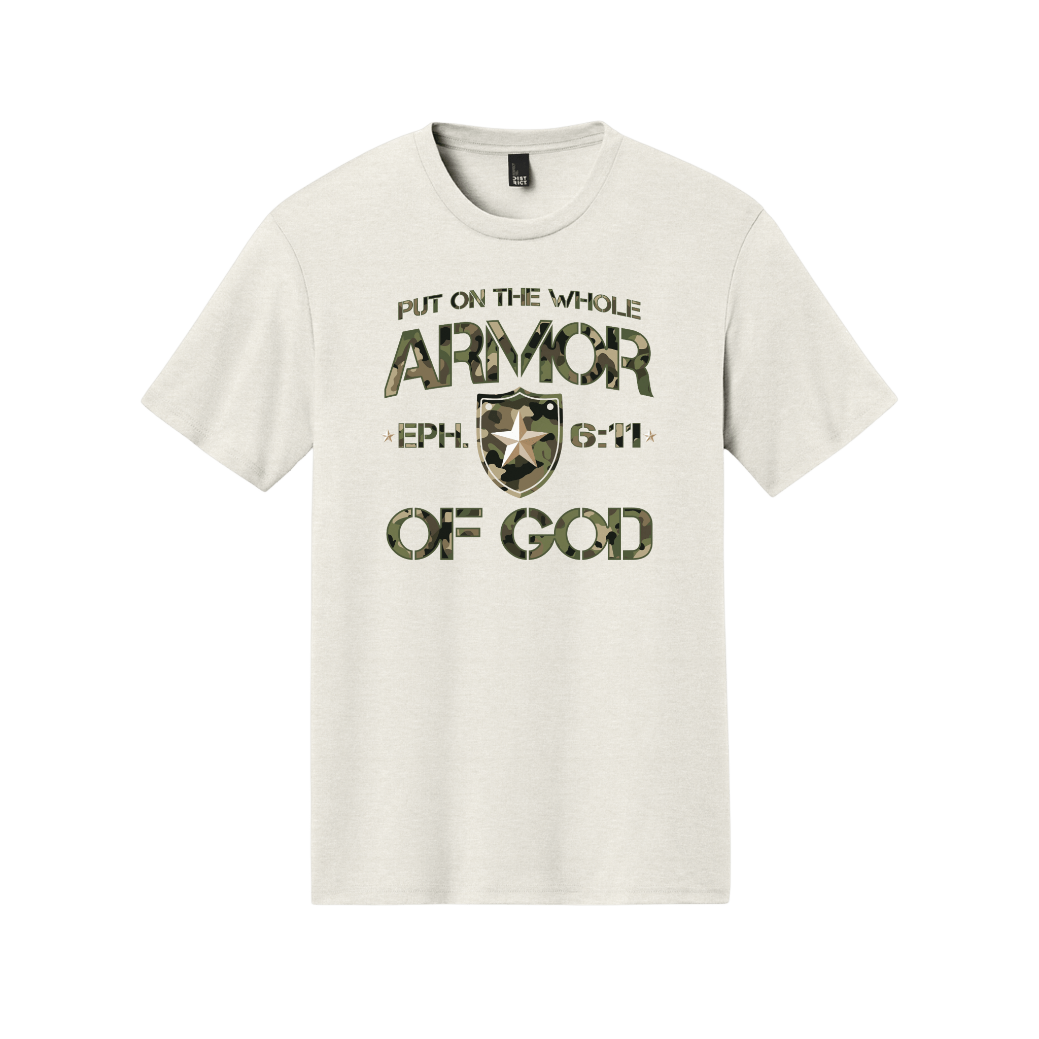Armor of God Green Camo Design Oatmeal Heather-T-Shirt - Sacred Stylz