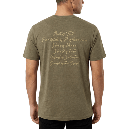Armor of God Green Camo Design Coyote Brown Heather-T-Shirt - Sacred Stylz