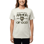 Armor of God Green Camo Design Coyote Brown Heather-T-Shirt - Sacred Stylz