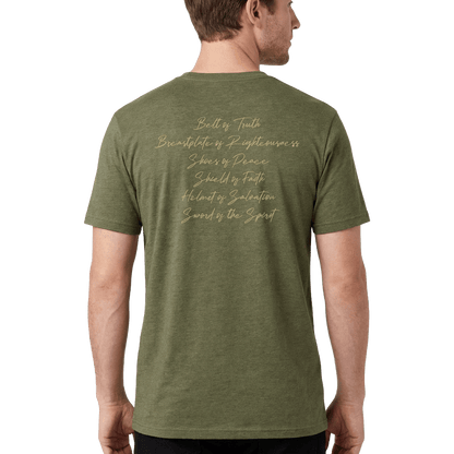 Armor of God Green Camo Design Coyote Brown Heather-T-Shirt - Sacred Stylz