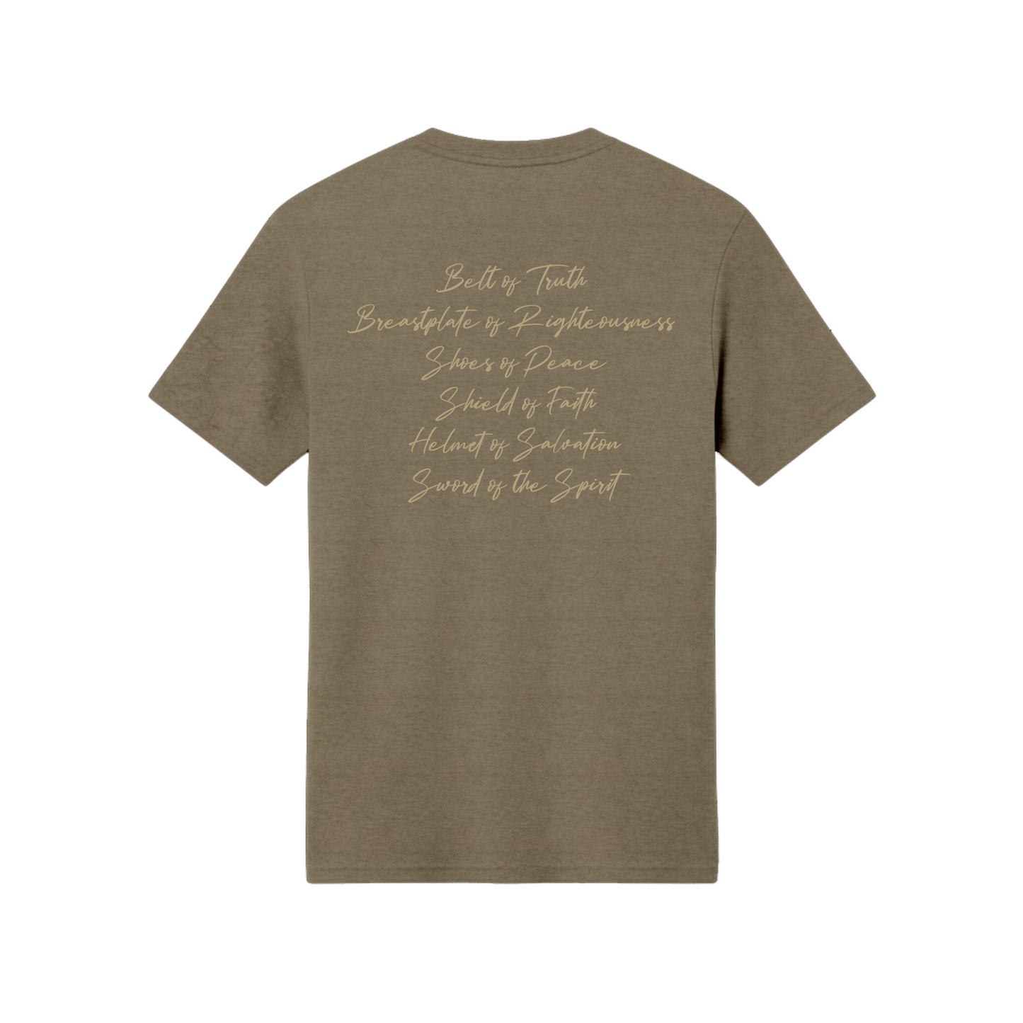 Armor of God Green Camo Design Coyote Brown Heather-T-Shirt - Sacred Stylz