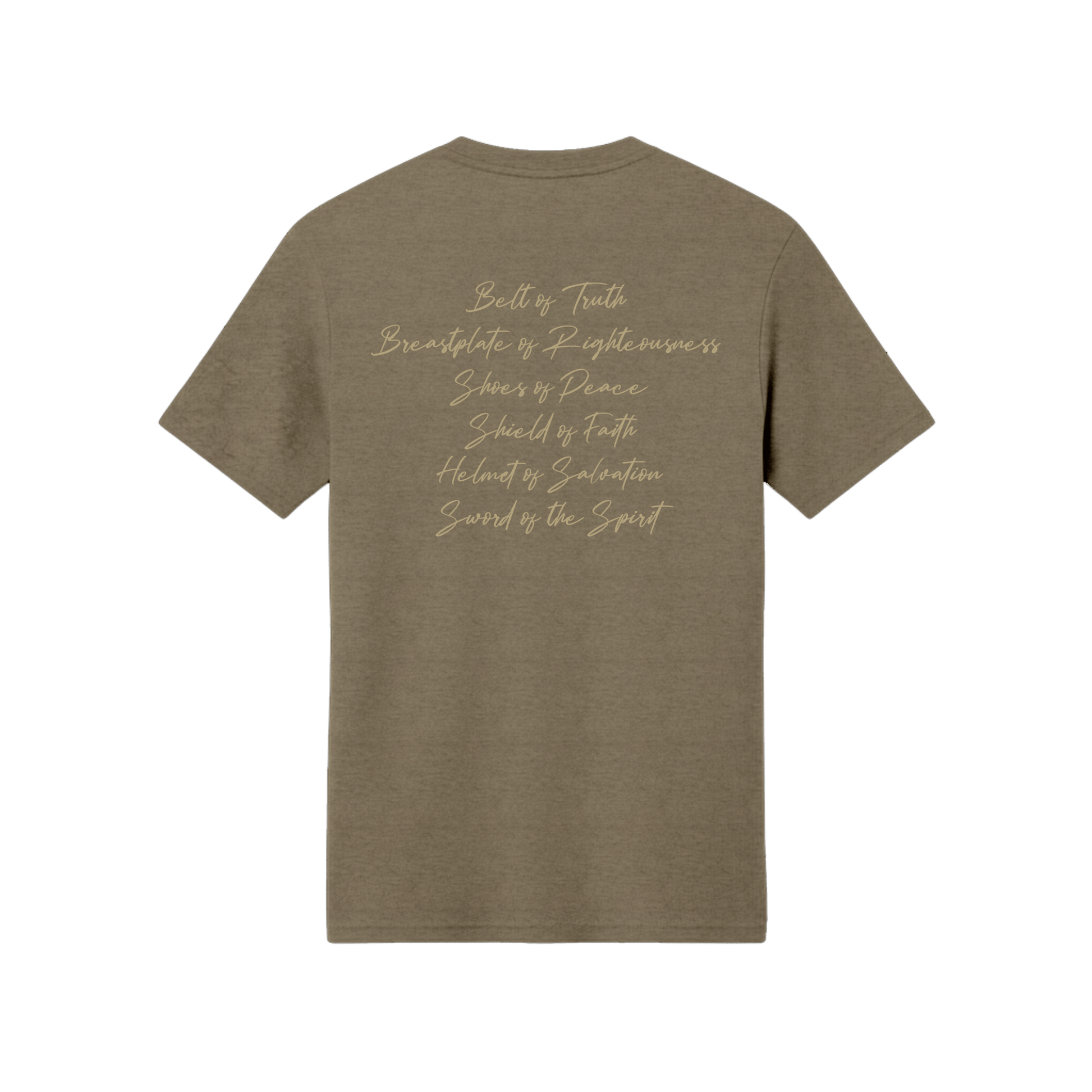Armor of God Green Camo Design Coyote Brown Heather-T-Shirt - Sacred Stylz