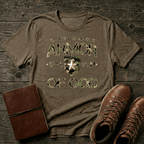 Armor of God – Green Camo Collection – Tri - Blend Tee (Military Green Frost / Oatmeal Heather / Coyote Brown Heather) - Sacred Stylz