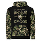 Armor of God - Green Camo on Black Cotton Hoodie - Unisex - Sacred Stylz