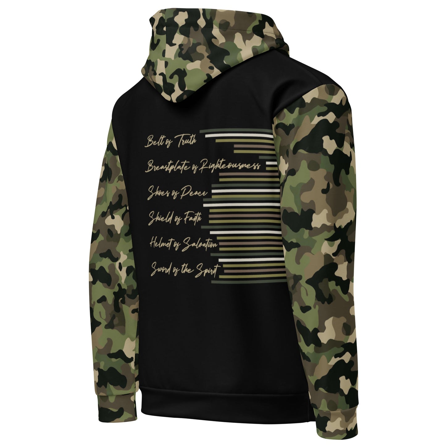 Armor of God - Green Camo on Black Cotton Hoodie - Unisex - Sacred Stylz