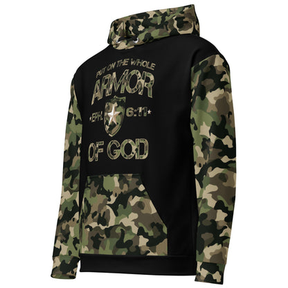 Armor of God - Green Camo on Black Cotton Hoodie - Unisex - Sacred Stylz