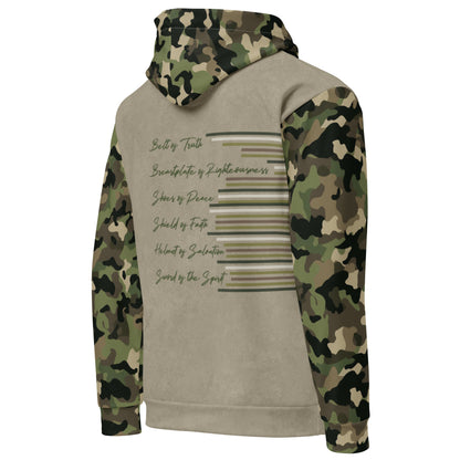 Armor of God - Green Camo on Tan Suede - Wash Cotton Hoodie - Unisex - Sacred Stylz