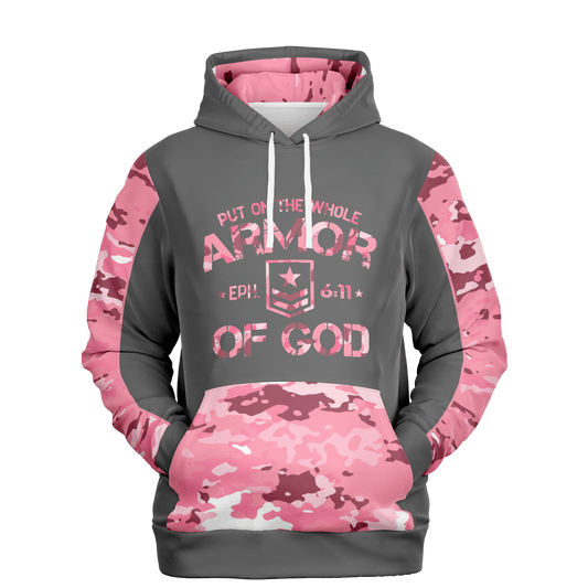 Armor of God - Pink and Gray Camo Premium Hoodie - Sacred Stylz