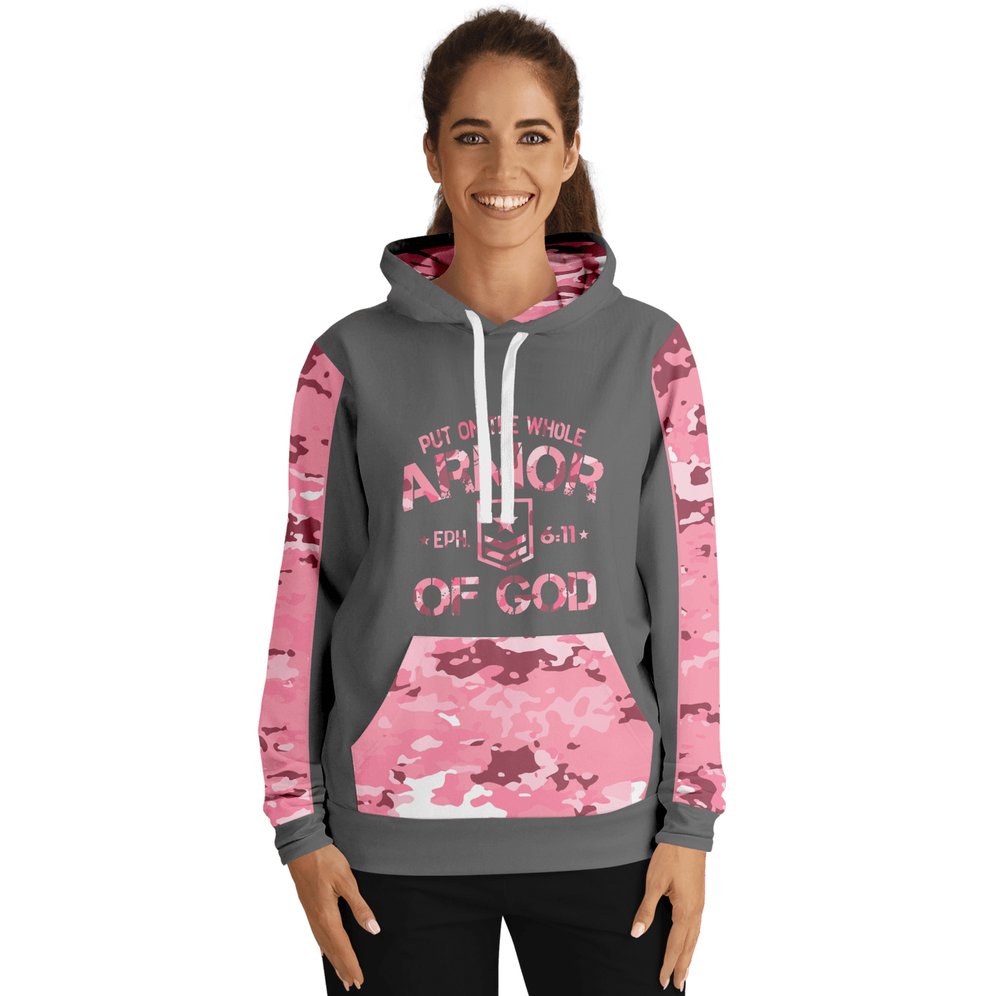 Armor of God - Pink and Gray Camo Premium Hoodie - Sacred Stylz