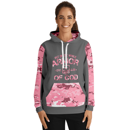 Armor of God - Pink and Gray Camo Premium Hoodie - Sacred Stylz