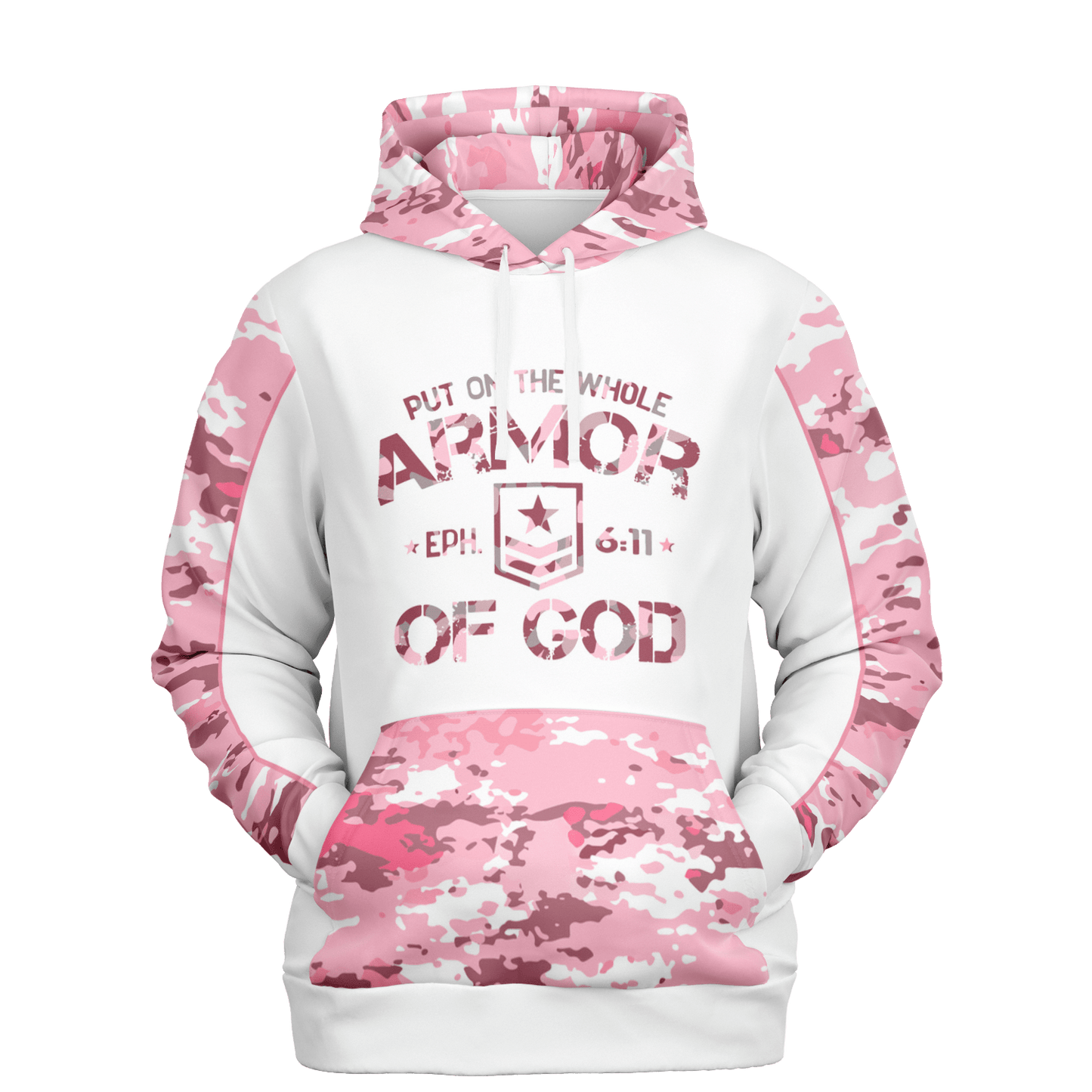 Armor of God - Pink and White Camo Premium Hoodie - Sacred Stylz