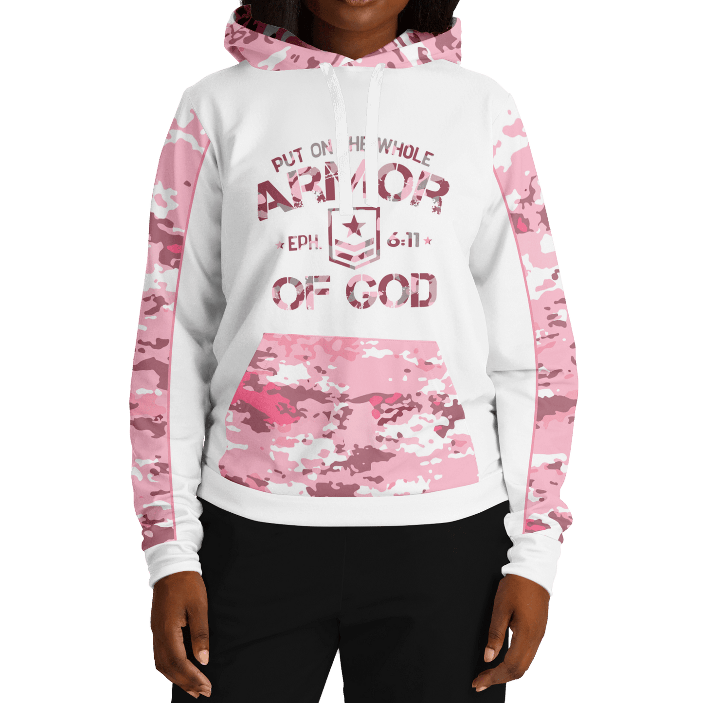 Armor of God - Pink and White Camo Premium Hoodie - Sacred Stylz