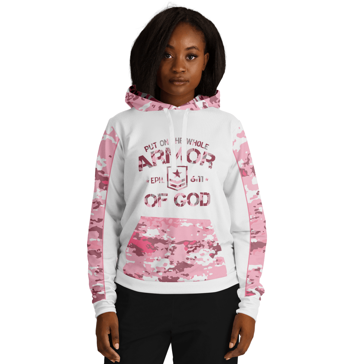 Armor of God - Pink and White Camo Premium Hoodie - Sacred Stylz