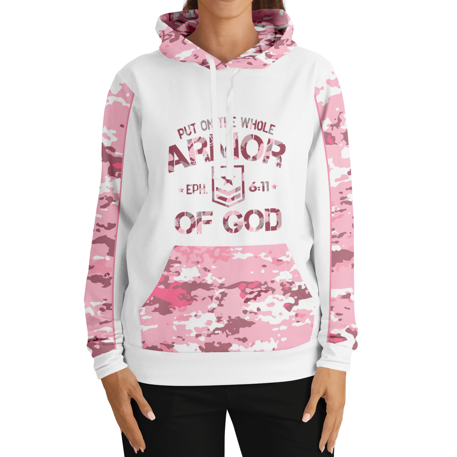 Armor of God - Pink and White Camo Premium Hoodie - Sacred Stylz