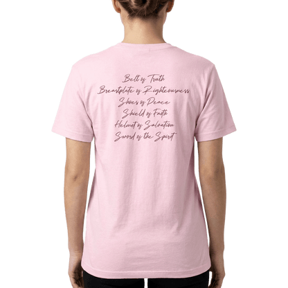 Armor of God – Pink Camo Collection – Tri - Blend Tee (Carnation Pink / Heathered Gray / White) - Sacred Stylz