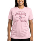 Armor of God – Pink Camo Collection – Tri - Blend Tee (Carnation Pink / Heathered Gray / White) - Sacred Stylz