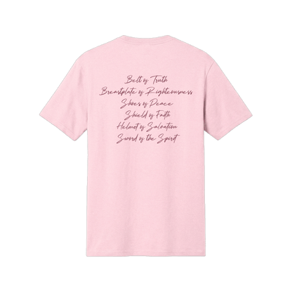 Armor of God – Pink Camo Collection – Tri - Blend Tee (Carnation Pink / Heathered Gray / White) - Sacred Stylz