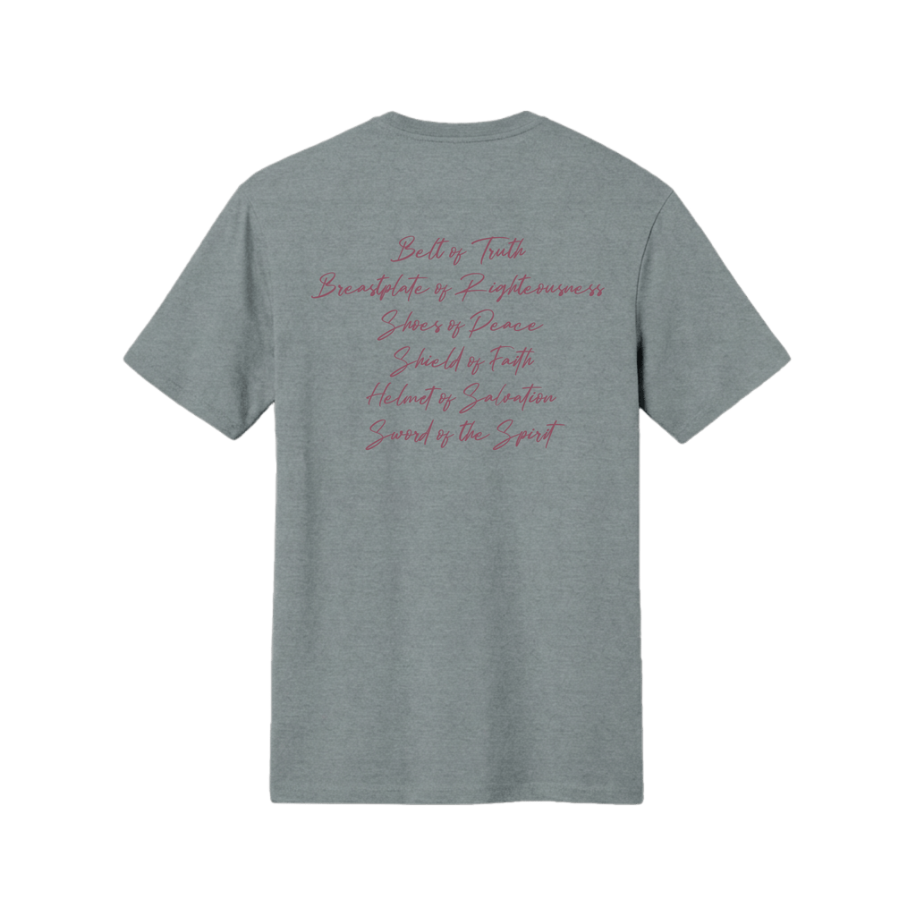 Armor of God – Pink Camo Collection – Tri - Blend Tee (Carnation Pink / Heathered Gray / White) - Sacred Stylz