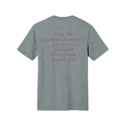 Armor of God – Pink Camo Collection – Tri - Blend Tee (Carnation Pink / Heathered Gray / White) - Sacred Stylz