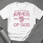 Armor of God – Pink Camo Collection – Tri - Blend Tee (White / Heathered Gray / Carnation Pink) - Sacred Stylz
