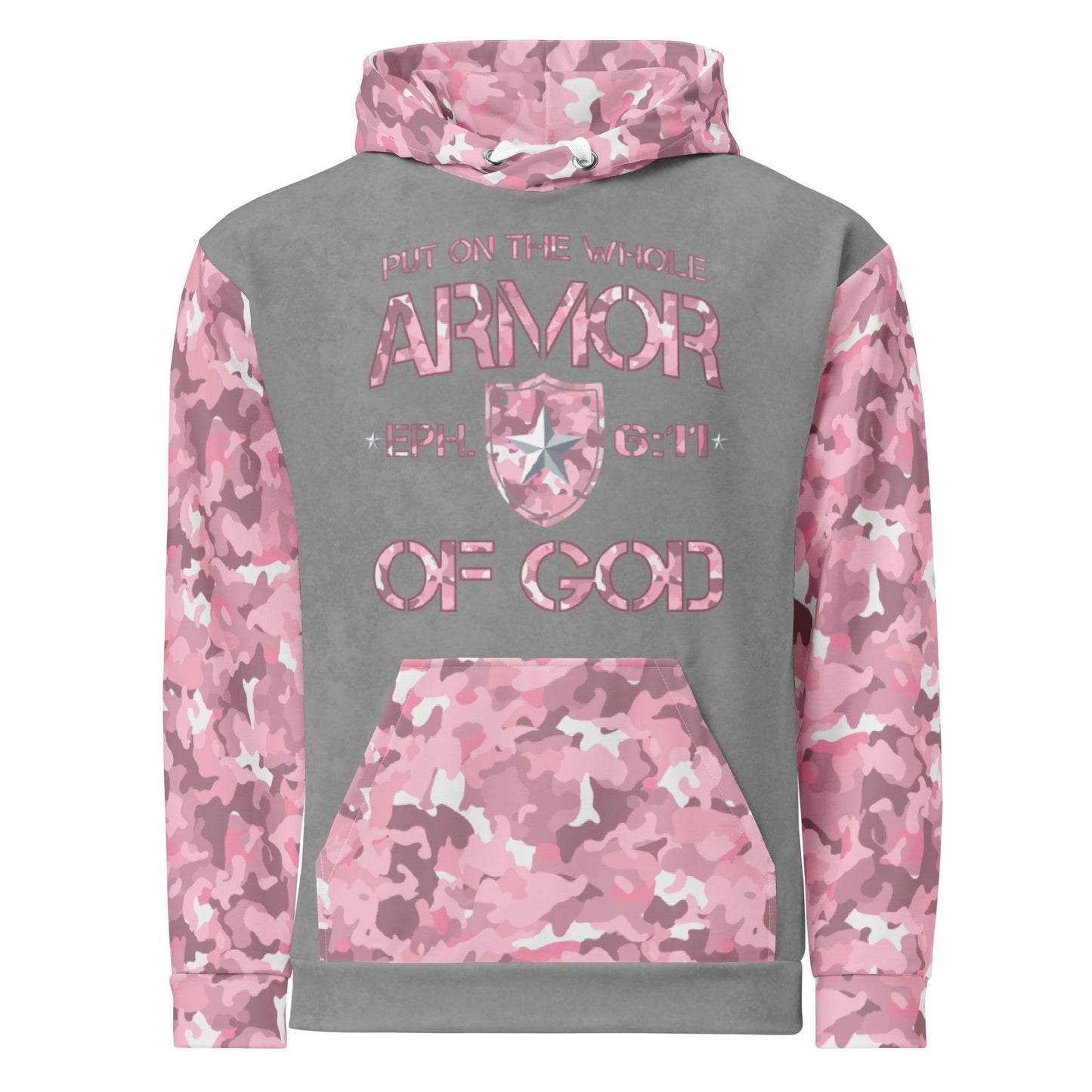 Armor of God - Pink Camo on Gray Suede - Wash Cotton Hoodie - Unisex - Sacred Stylz