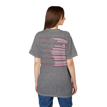 Armor of God – Pink Camo on Gray Suede - Wash Short Sleeve Tee - Sacred Stylz