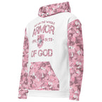 Armor of God - Pink Camo on White Cotton Hoodie - Unisex - Sacred Stylz