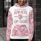 Armor of God - Pink Camo on White Cotton Hoodie - Unisex - Sacred Stylz