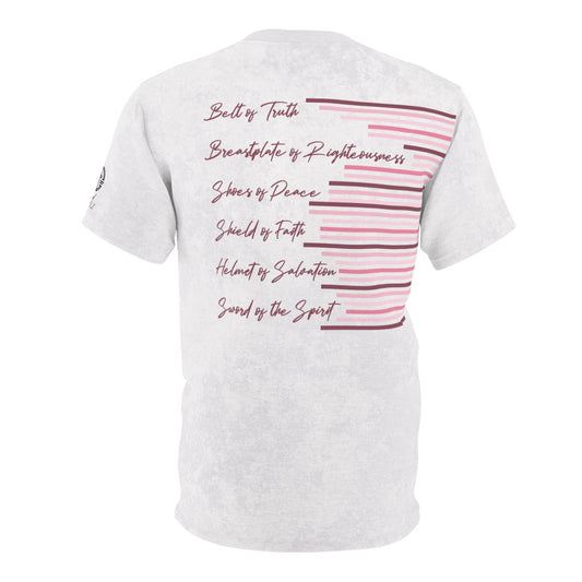 Armor of God – Pink Camo on White Suede - Wash Short Sleeve Tee - Sacred Stylz
